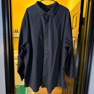 Synrgy Stretch Button-Up Long Sleeve Textured Dress Shirt Size 4XLT Gray Men